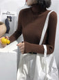 2026 Autumn Winter Sweater Women Knitted Ribbed Pullover Sweater Long Sleeve Turtleneck Slim Jumper Soft Warm Pull Femme