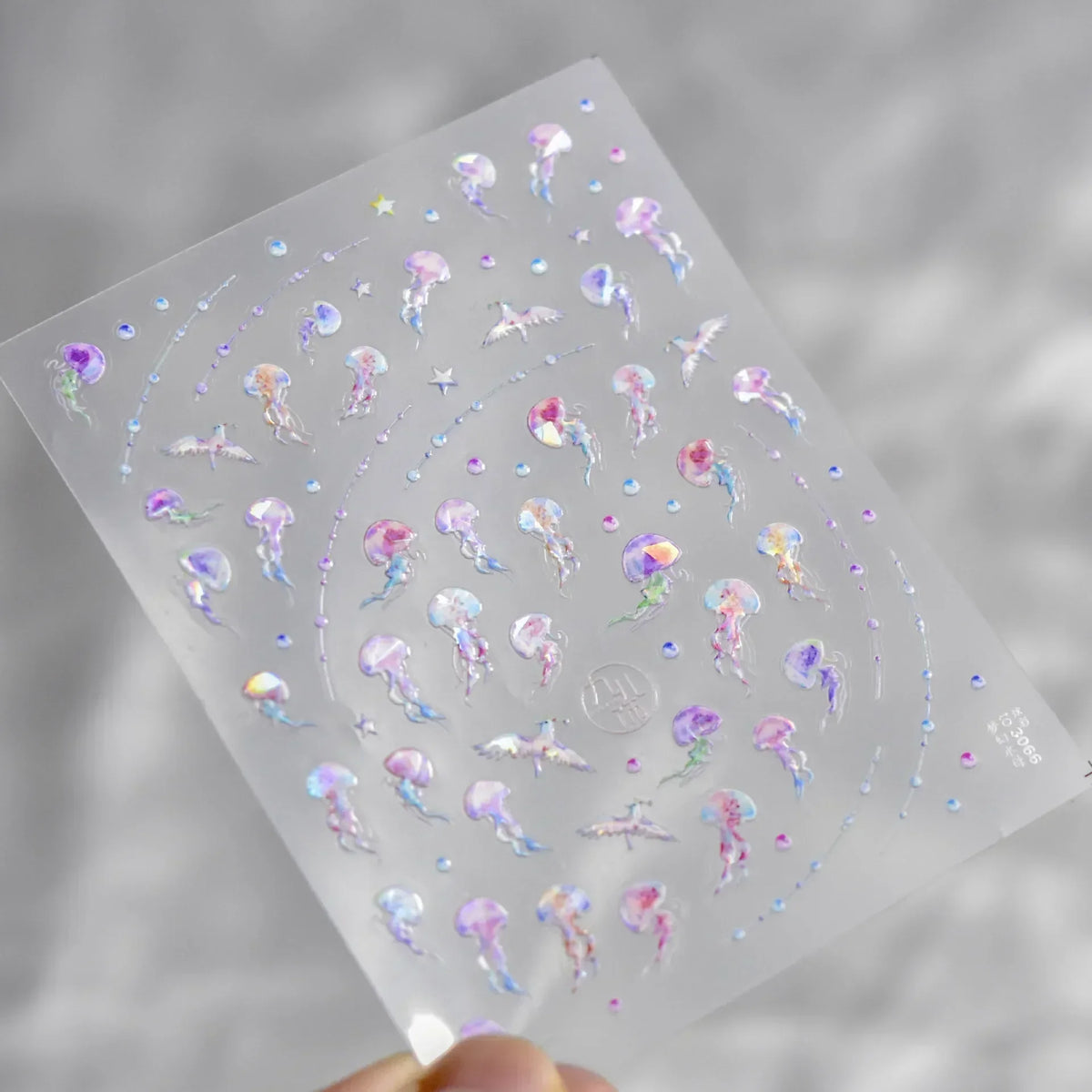 Colorful Bagful Jellyfish Bubbles Swimming Rings Rainbow Stars Ocean Starfish Self Adhesive 5D Nail Art Sticker Manicure Decal