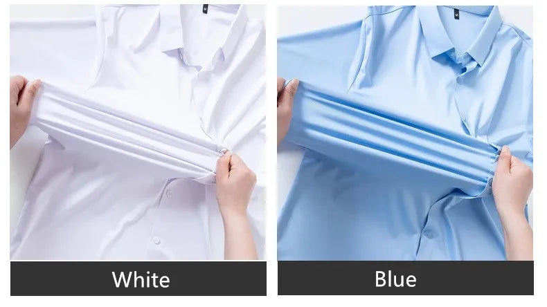 Premium Men's Ultra Stretch Dress Shirts Long Sleeve High Quality Business Formal Wrinkle-free Soft White Social Male Clothing