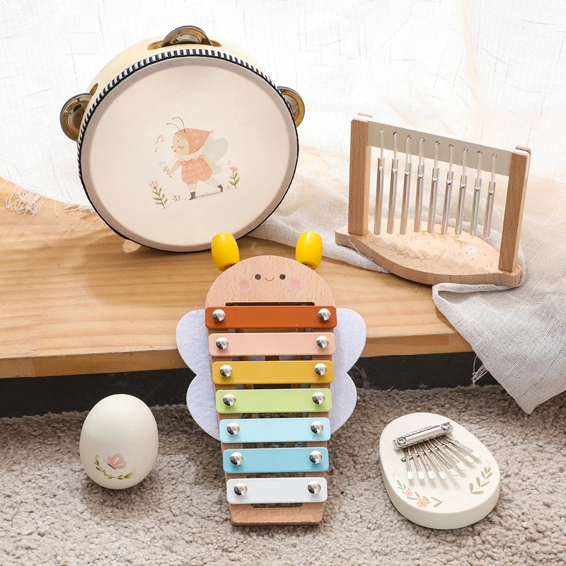 Montessori Music Instruments Baby 0 12 Months Toys Drum Xylophone Kids Early Educational Wooden Instruments Baby Toys Musical