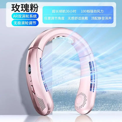 8000mAh Air Cooler USB Hanging Neck Fan Portable Bladeless Mini Rechargeable Mute LED Digital Display Electric Fans 2025 New