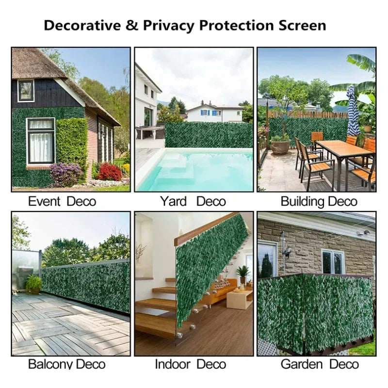 100X300cm Artificial Ivy Fence Plant Grass Wall Panel Faux Green Leaf Hedge Privacy  Screen Outdoor Home Garden Balcony Decor
