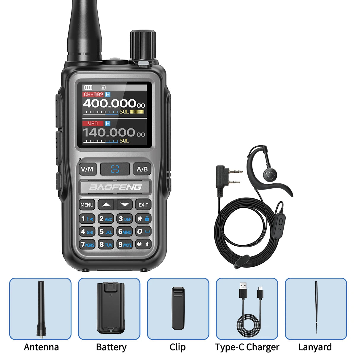 BAOFENG UV-5R Mini Walkie Talkie Full Band Bluetooth Programming Wireless Copy Frequency 2 PTT AM FM Type-C Long Range Ham Radio