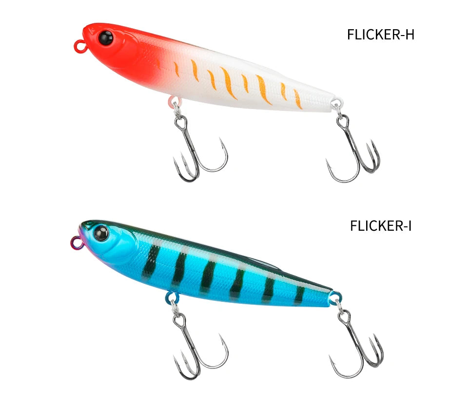TSURINOYA FLICKER 70F Surface Fishing Lure Z Dog Floating Pencil 70mm 8.4g Chatter Artificial Hard Baits Trout Bass Pike Plug