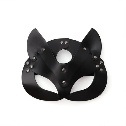 Leather Cat Mask & Body Harness Set Women Erotic Bondage BDSM Fetish Lingerie Gothic Masquerade Cosplay Accessories