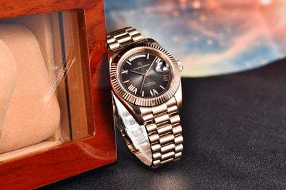 PAGANI DESIGN 2026 New Luxury Rose Gold DD40 Automatic Watch For Men 8285 Mechanical Wristwatch Men Stainless Steel Waterproof