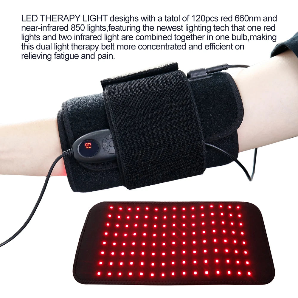 LED Red Light Massage Belt 120 LEDs Back And Waist Pain Relief Relax Belt Muscle Pain Relief 660nm 850nm Body Care Belt
