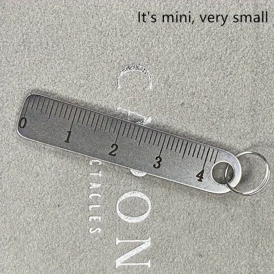 Portable Stainless Steel Mini Ruler with Keychain - Measuring Tool for Office and School Supplies