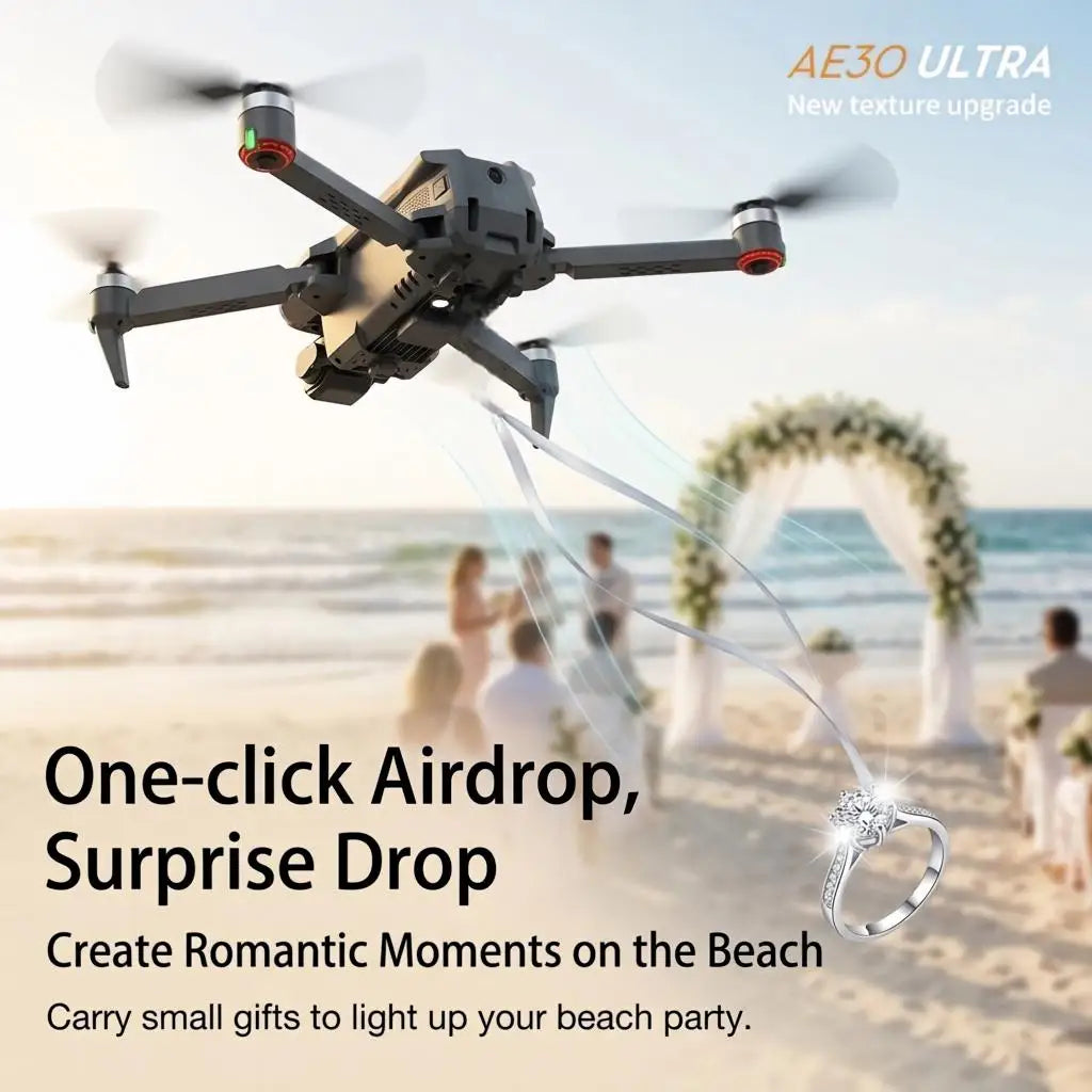 AE30 Ultra GPS Drone 4K Profesional HD Camera 3-Axis Gimbal Brushles Airdrop RC Quadcopter 5.5inch Screen Control Fishing Drones