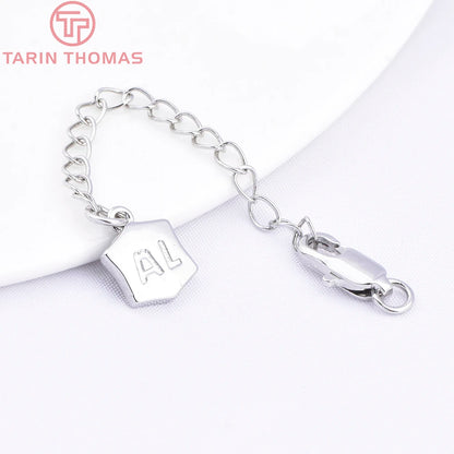 (3564) Full Length 85MM 24K Gold Color Plated Brass Extender Chain with Lobster Clasps High Quality Jewelry Accessories