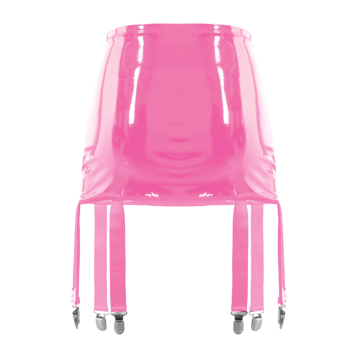 Women's Garter Straps Pencil Skirts Patent Leather Wet Look Garter Belt Short Mini Skirts with Buckle Clips Sexy Clubwear Party