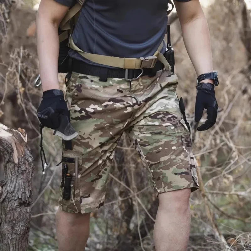 Camouflage Shorts Mens Summer Quick Drying Multiple Pockets Military Pants Outdoor Hiking Fishing Thin Shorts Male Jogger