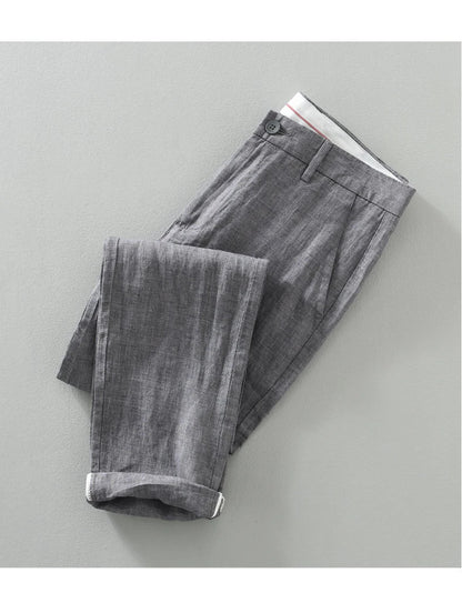 Summer New Pure Linen Casual Slim Pants for Men Clothing Thin Breathable Streetwear Men Trousers EC1335