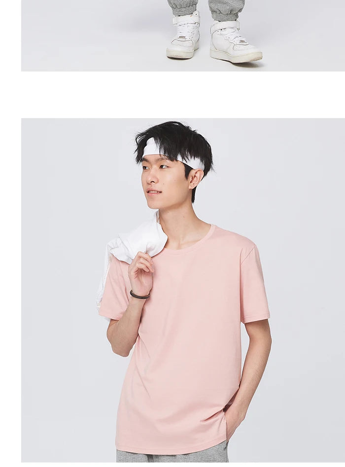 Semir Short Sleeve Men T-Shirt Cotton 2026 Summer New Man Clothing Thin And Versatile T Shirt Couples Solid Color Tops