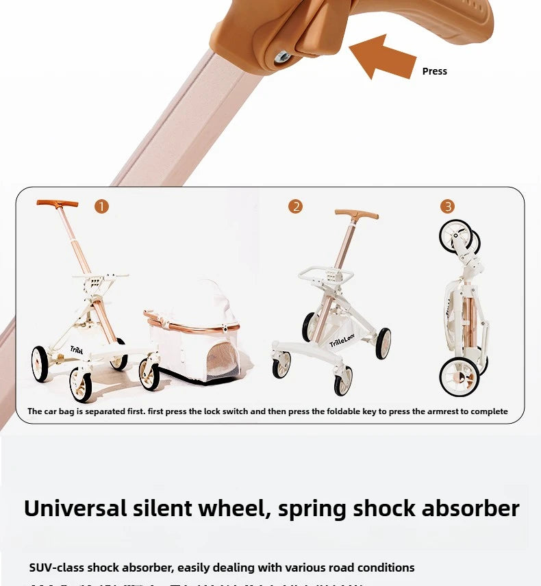 Luxury PU leather pet stroller,Car Pet Basket,lightweight Foldable Dog Travel Stroller,Portable Outdoor Cat and Dog Stroller