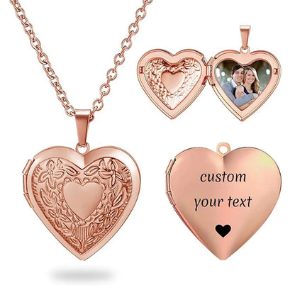 Personalized Locket Necklace for Women Custom Photo Heart Pendant Necklace Customized Picture Lockets Necklaces Birthday Gifts