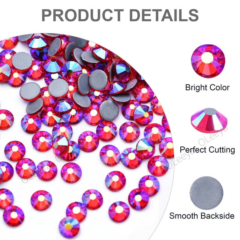 Oleeya стразы Better DMC Hotfix Rhinestone Iron On Strass High Quality Flatback Glass Crystal AB For DIY Wedding Y2792