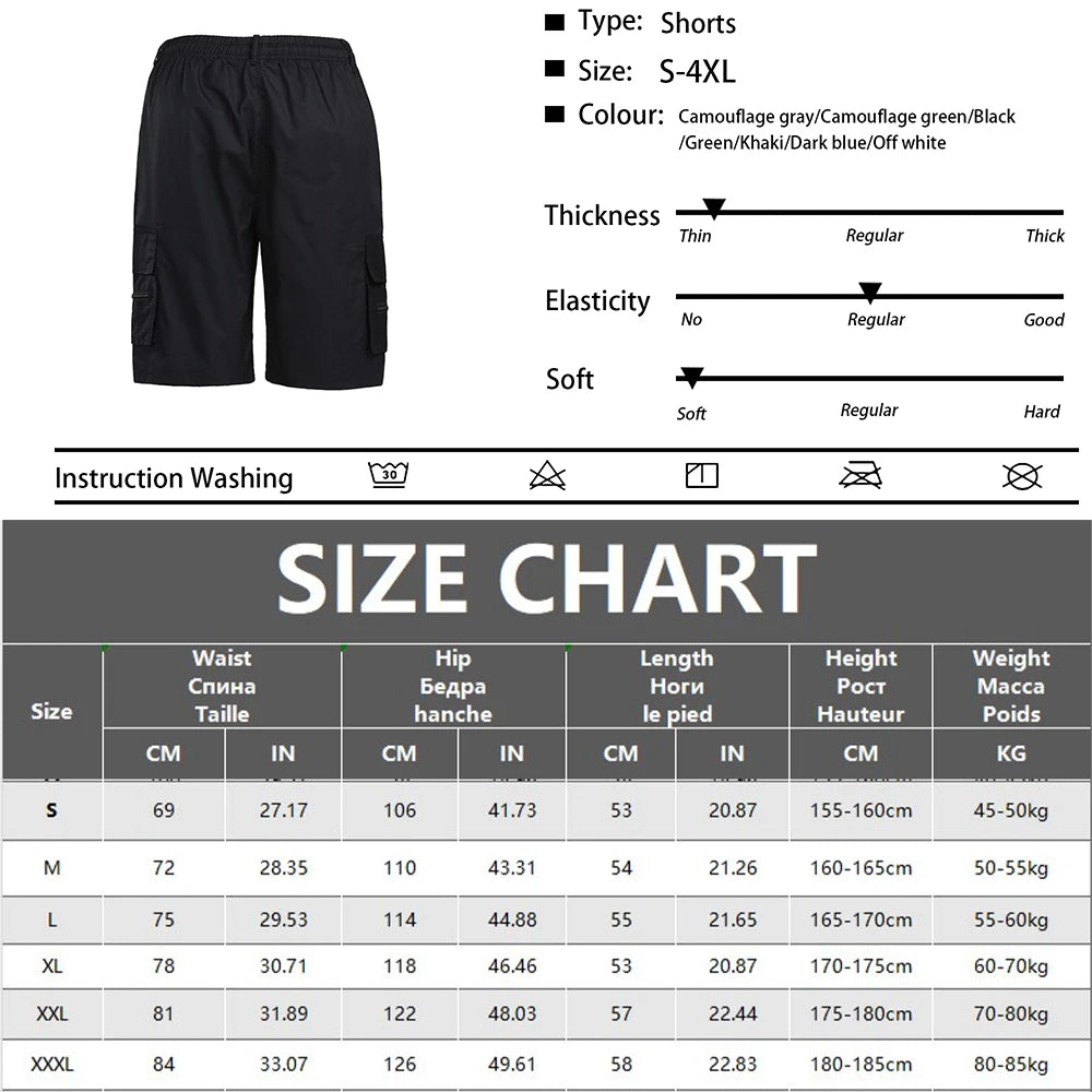 Monaco Flag Printed Cargo Shorts Summer Men's Tactical Shorts Casual Loose Multi-pockets Elastic Waist Work Jogging Short Pants