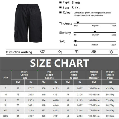 Monaco Flag Printed Cargo Shorts Summer Men's Tactical Shorts Casual Loose Multi-pockets Elastic Waist Work Jogging Short Pants