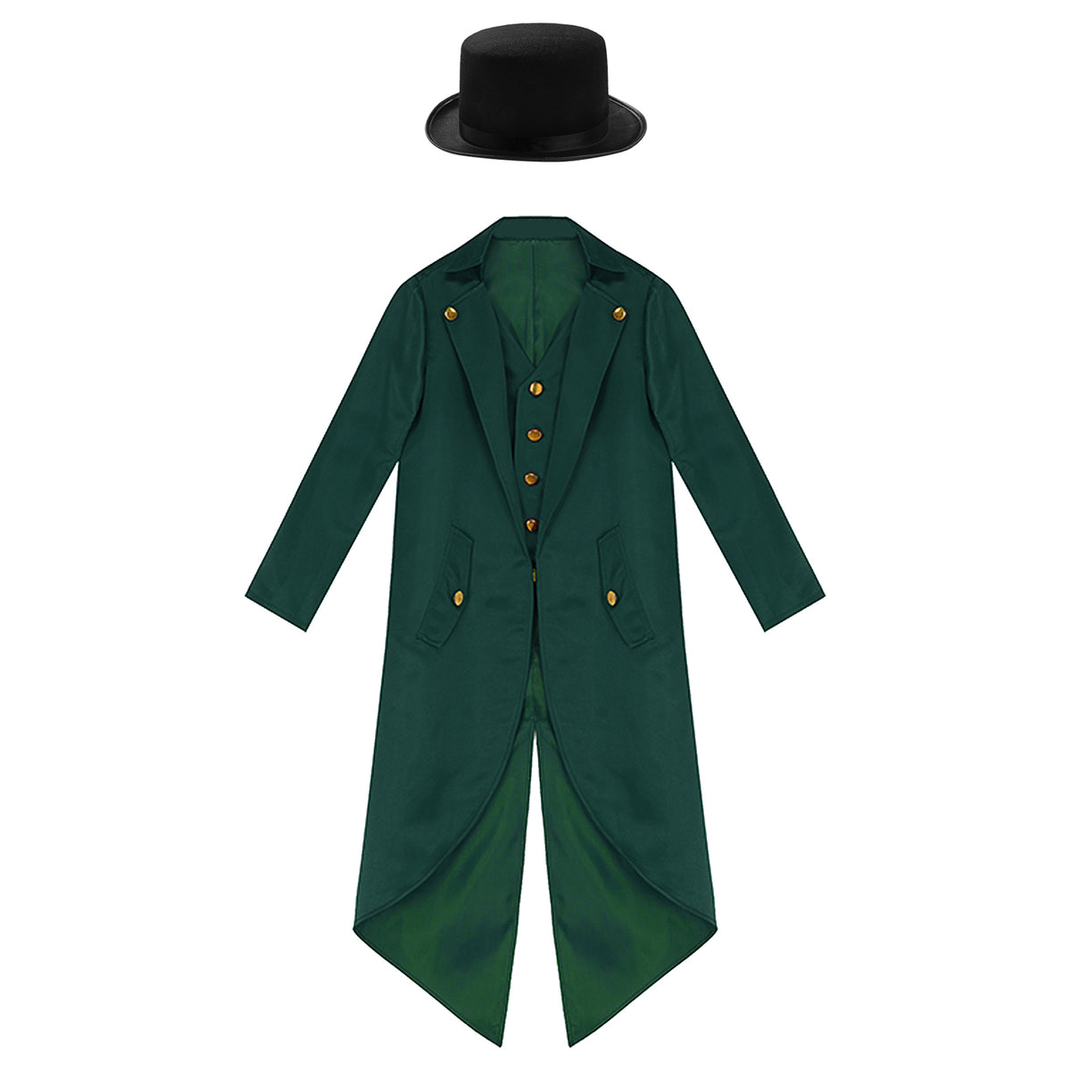 Kids Boys Vintage Steampunk Tailcoat Jacket Halloween Costume Gothic Medieval Clothes Court Uniform Magician Ringmaster Cosplay