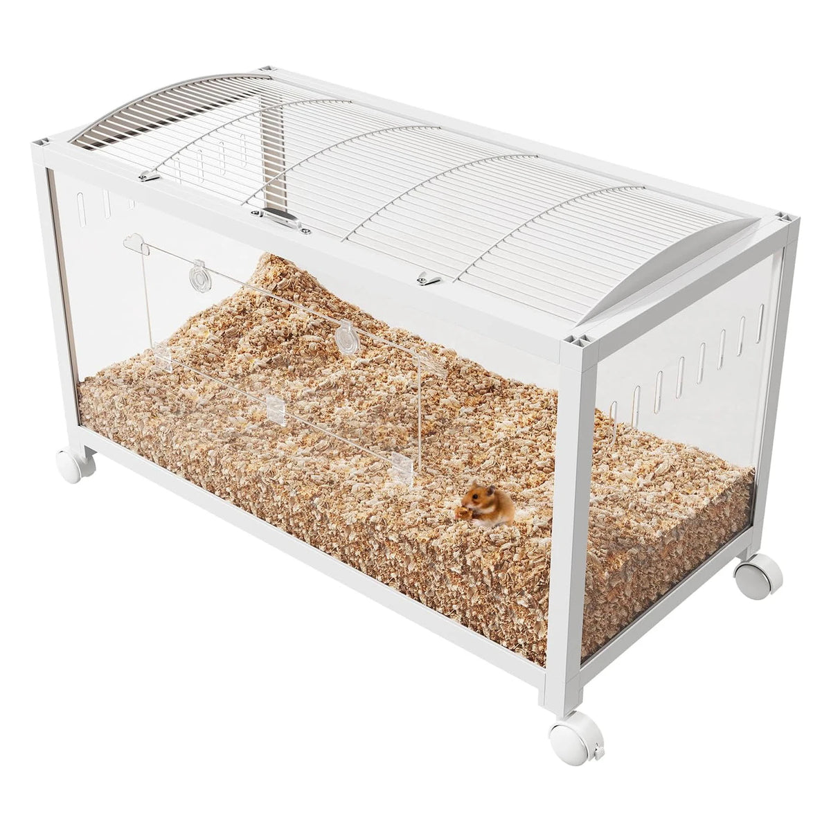 Large Assembled Hamster Cage with Wheels & Acrylic Panels, Small Animals Habitat for Guinea Pig, Gerbil,Mice,Pet Products