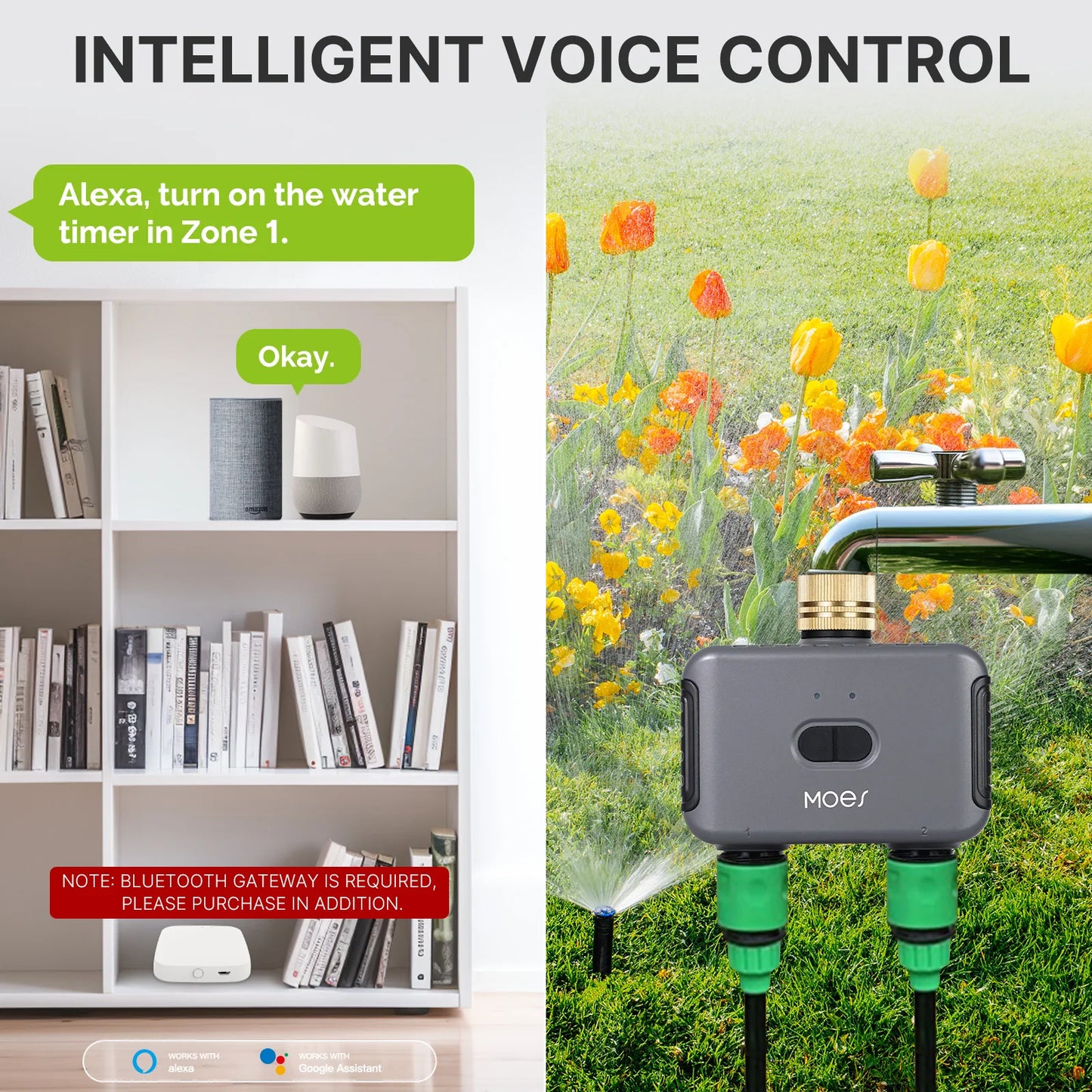 MOES Bluetooth Value Smart Garden Sprinkler Water Timer by 2 Way Rain Delay Filter Programmable Automatic Irrigation Controller