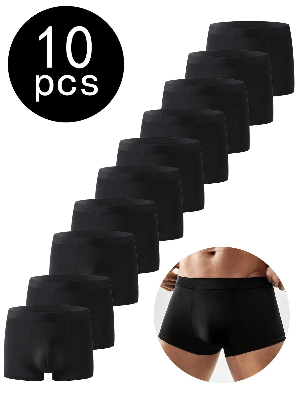 10Pcs/Set Men's Underwear Black Color High Stretch Boxer Shorts Sexy Men Panties Plus Size L-4XL Breathable Soft Men Boxers