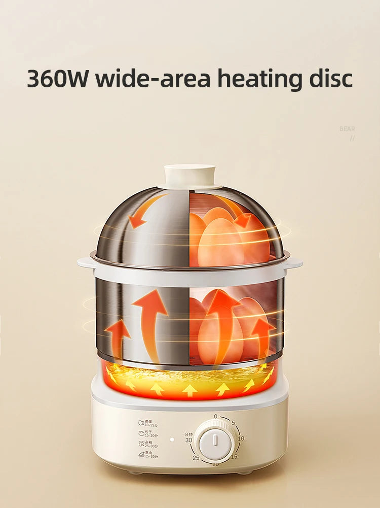 360W Electric Egg Boiler Breakfast Machine Multicooker Steamer Automatic Egg Cookers Home Egg Custard Steaming Cooker with Timer