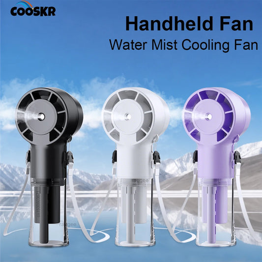 Portable Water Mist Fan Humidifier Fan Rechargeable 4 Wind Speed Hanging Neck Fan Handheld Water Spray Fan for Outdoor Travel