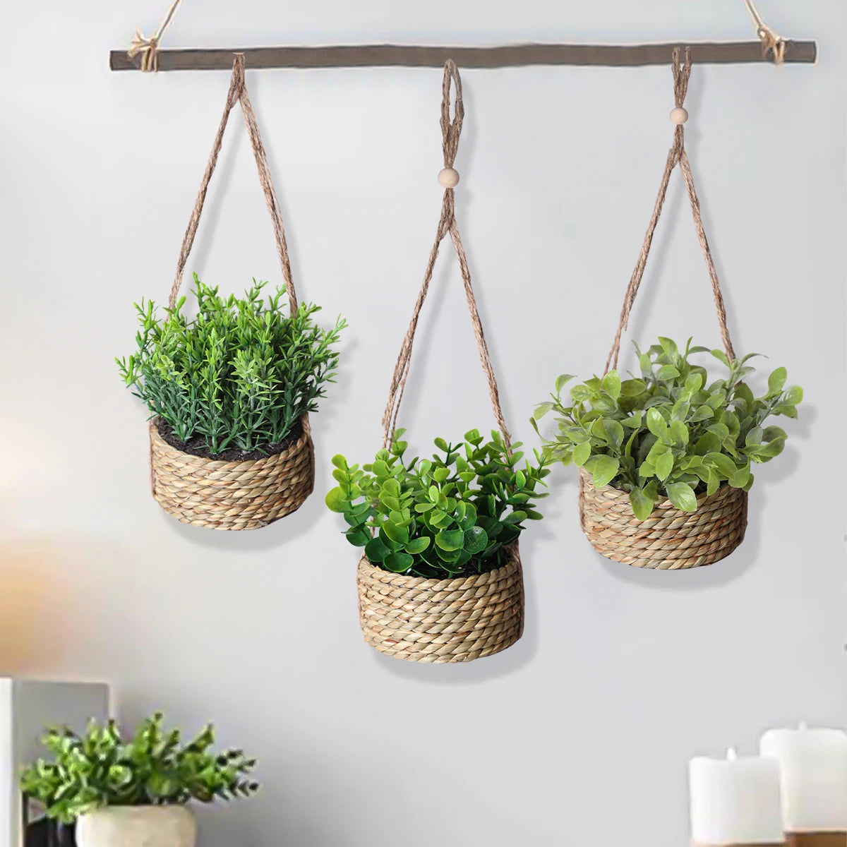 XIYA FLOWER Green Artificial Plants Eucalyptus Grass Woven Rosemary Potted Plants Grass Mound 40cm PE Material Home Decoration