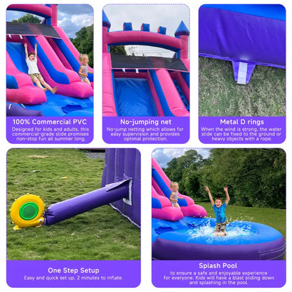 Girls 13ft Pastel Pink Inflatable Mermaid  Bounce House Combo Commercial Jumping Bouncy Castle Slide For Kids Party Rental