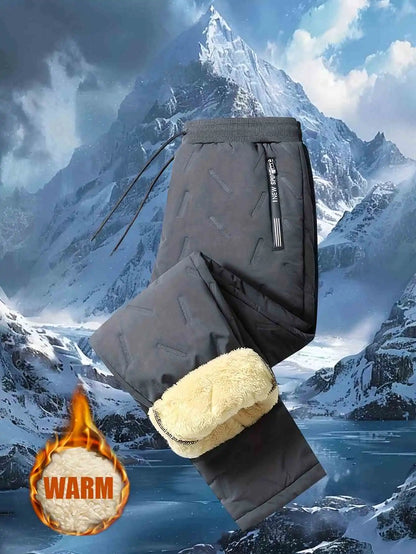 Winter Sweatwear Men Plush Thick Fleece Sweatpant Lambswool Thermal Trousers Casual Pants Waterproof Windproof Warm Cotton Pants