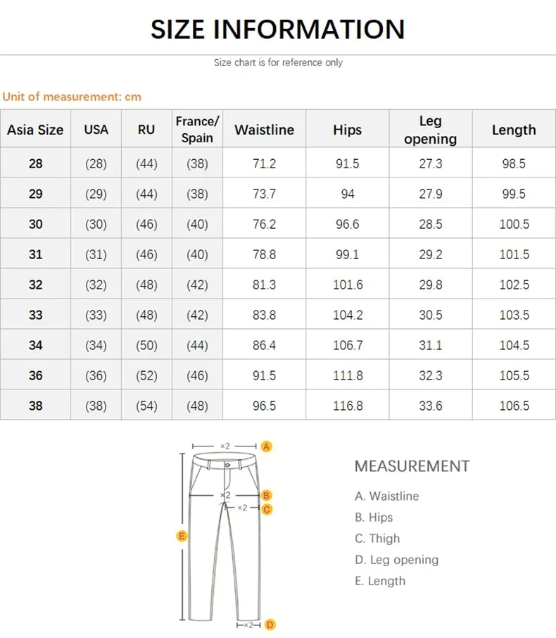 2026 Spring New Men Slim Jeans 98% Cotton White Stretch Straight Casual Fashion Pencil Pants High Quality Trousers Male Clothes