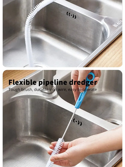 Pipe Dredging Brush Bathroom Sewer Hair Remove Sink Cleaning Brush 48/71cm Drain Cleaner Bendable Flexible Cleaning Tools