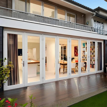 Sixinalu Folding Door Thermal Break Aluminum Profile Alloy Frame Sliding Accordion Door Custom Double-glazed Tempered Glass