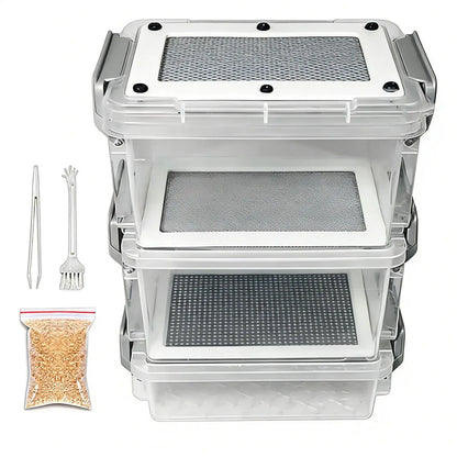 3-Layer Mealworm Breeding Kit Silkworm Feeder Bin Corn Worm Breeder Box for Pet Parents Animal Lovers Keepers Breeders Hobbyists