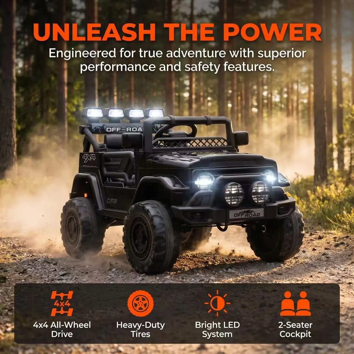 HAUSPROFI 12V Kids Electric Car, With Remote Control,Seat Belt,LED Lights,ATV 4 Wheels,Bluetooth Speaker,3-Speeds,Suspension, for 3+ Years