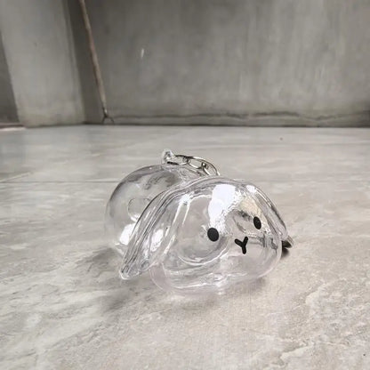(HB05)Cartoon Pet Hair Memorial Transparent Storage Box Keyring Animal Rabbit Fur Organizer Keychain Bag Pendant Pet Souvenir
