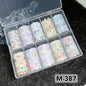 10 Rolls New Design Fresh Nail Foils for Transfer Paper Sticker Plaid Sliders Denim Nails Wraps DIY Bowknot Nail Art Decorations