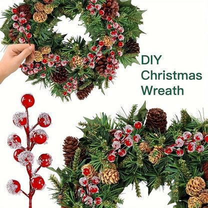 5/10Pcs Chritsmas Decoration Snowflake Red Berry Branche Chritsmas Tree Pendant for Home Decor Xmas New Year 2025 Gift Accessory