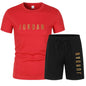 Summer Fashion Trendy Casual Sports Two Piece Set Youth Men's Short sleeved T-shirt+Shorts Set