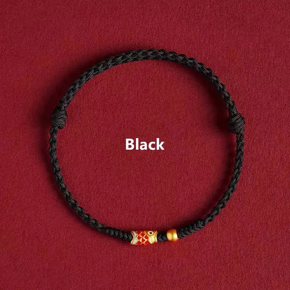 Hand Braided Red Rope Bracelet Copper Lucky Bead Hand Rope Couple Bracelet Simple Buckle Ethnic Original Female Accessory