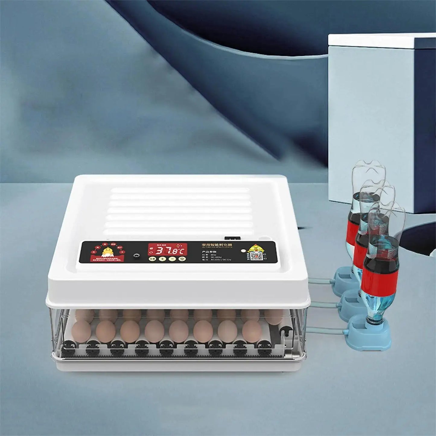 220V Mini Digital Egg Incubator with Auto Egg Turning, Low Noise Fan & Heat Insulation Cover for Chicken Duck Quail Pigeon Bird Eggs, Farm & Educational Hatching Machine