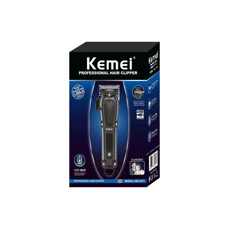 Kemei KM-1071 Electric Hair Clipper UBS Rechargeable Cordless Beard Trimmer Men Powerful Electric Hair Clipper Trimming Tool