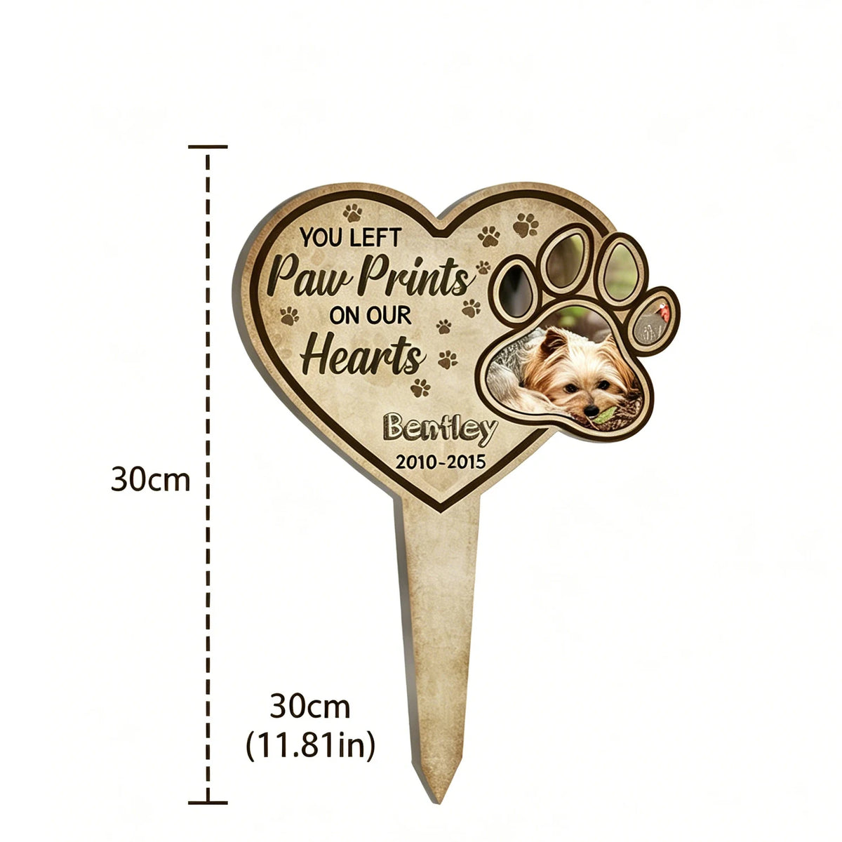 Custom Personalized Pet Grave Marker,Heart-Shaped Paw Print,Photo Insert,Garden Memorial Stake,Pet Loss Gift,Memorial Yard Decor