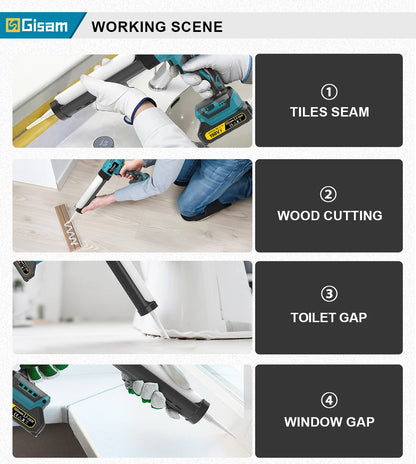 Gisam Electric Caulking Gun Glue 400KG 6Gear Cordless Glass Glue Gun Adhesive Glue Sealant Power Tool For Makita 18V Battery Pin