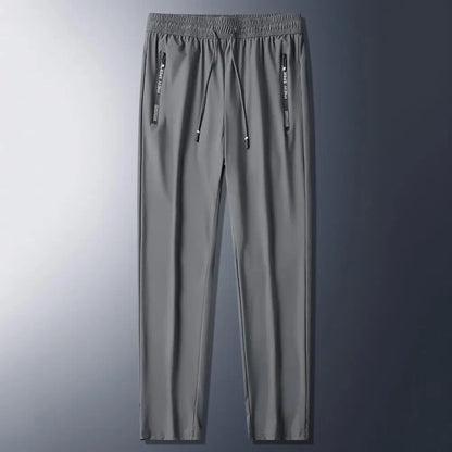 Men's Summer Ice Silk Pants Mesh Quick drying Ankle-banded Breathable Casual Thin Pants Loose Elastic Pants Sports Trousers