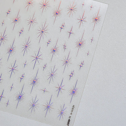 Gold Silver Starlight Laser Pink Colorful Glitter Star Bronzing Rhinestones Relief Nail Art Decorations Stickers Manicure Decals