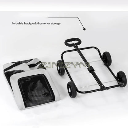Folding Dog Stroller, Pet Folding Stroller, 4 Wheels Dog/Cat Puppy Stroller Pet Travel Carriage Case