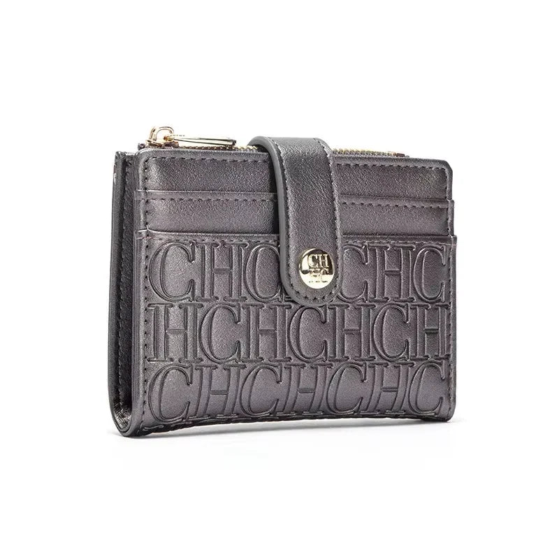CH Luxury Brand Retro Design Business Card Bag Fashion Button Classic Folding Wallet Compact and Lightweight Women's Square Bag